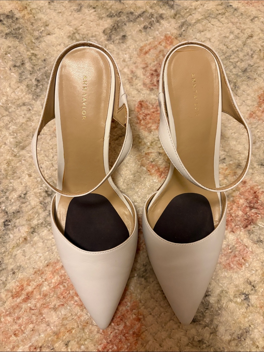 Ann Taylor White Pointed Slingback Pumps